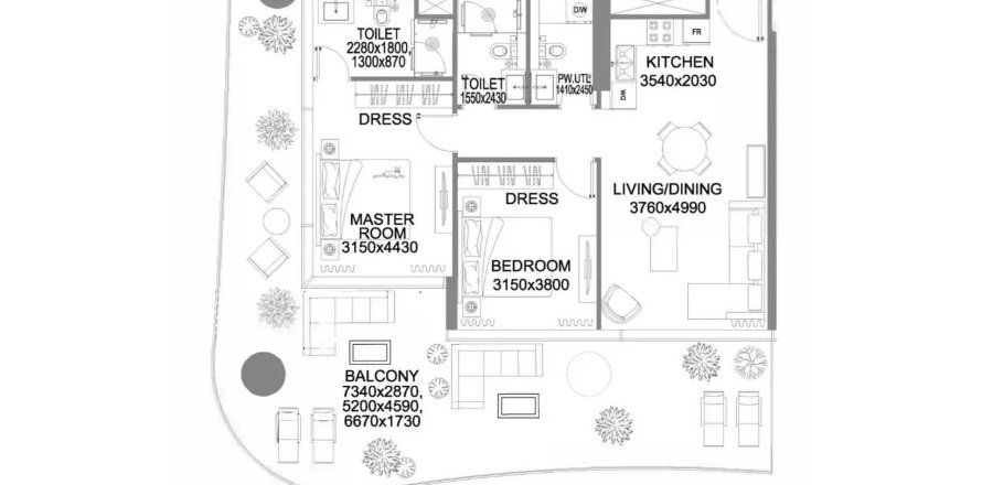 Leilighet i Dubai Land, Dubai, Emiratene 2 soverom, 133.04 kvm nr. 705489
