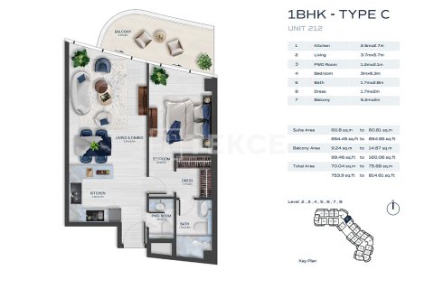 Apartamento para venda em Al Marjan Island, Ras Al Khaimah, EAU 1 quarto, 56 m2 № 693309 - foto 21