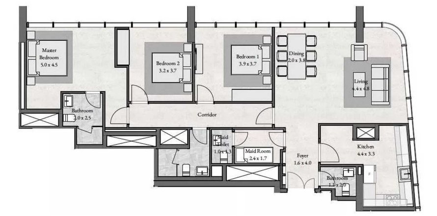 Apartmen di Radiant Viewz di Al Reem Island, Abu Dhabi, UAE 3 bilik tidur, 148.1 meter persegi № 758572