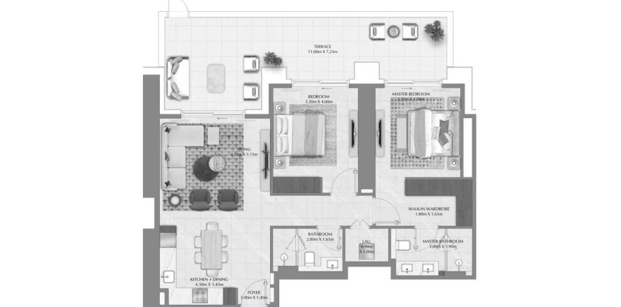 Apartemen di Lyvia By Palace di Dubai Creek Harbour (The Lagoons), UEA 2 kamar tidur, 131.79 m2 nomor 645495