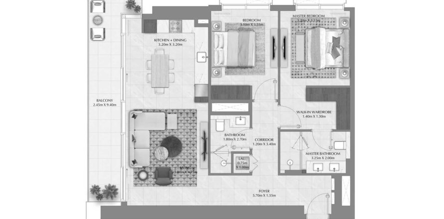 Квартира в Lyvia By Palace в Dubai Creek Harbour (The Lagoons), Дубай, ОАЭ 3 комнаты, 114.58м2 № 645492