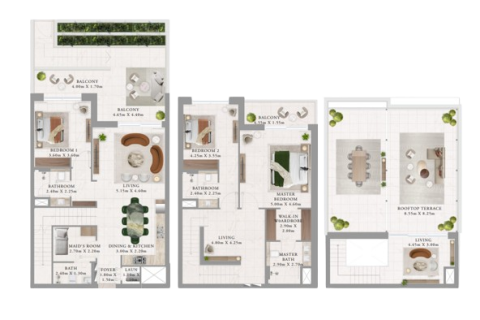 Apartmen di Dubai Creek Harbour (The Lagoons), Dubai, UAE 1 bilik tidur, 71 meter persegi № 704551 - foto 14