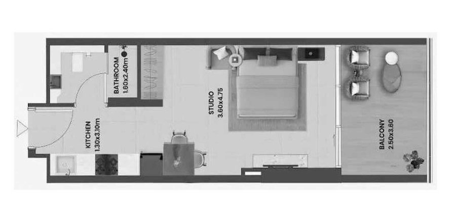 Квартира в Divine Al Barari в Majan, Дубай, ОАЭ 1 комната, 40.69м2 № 660737