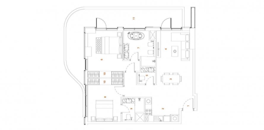 Apartment SAMANA CALIFORNIA i Jumeirah Village Circle, Dubai, UAE 2 soveværelser, 120.87 kvm № 372409