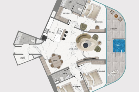 Dzīvoklis Majan, Dubaijā, AAE 1 istaba, 36 m2 Nr. 732807 - attēls 6