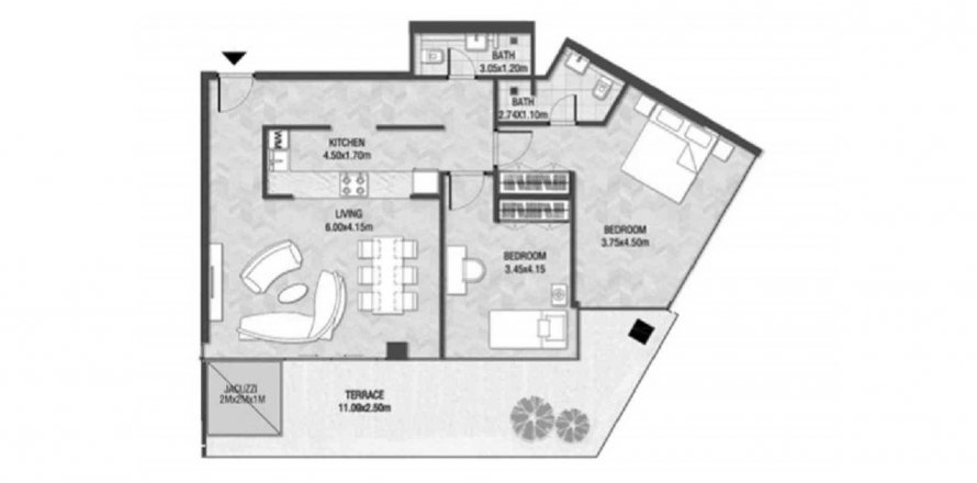 Korter asukohaga TRINITY asukohaga Arjan, Dubai, AÜE: 2 magamistoaga, 128.56 m² Nr 448742