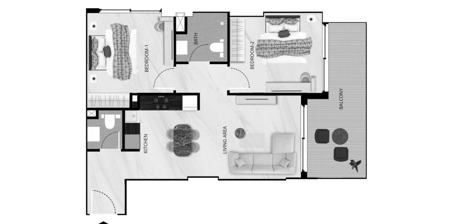 Apartman u Vista Verde u Dubai Production City (IMPZ), UAE 78 m2, 2 spavaćih soba Br. 647067
