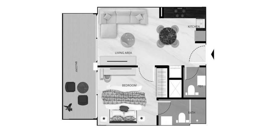 Apartmán v Vista Verde v Dubai Production City (IMPZ), SAE 1 spálňa, 53 m2 č. 647061