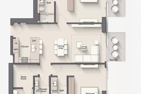 Apartemen di Riverton House di Nadd Al Sheba, Dubai, UEA 1 kamar tidur, 73 m2 nomor 704829 - foto 19