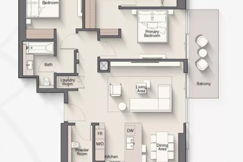Apartemen di Riverton House di Nadd Al Sheba, Dubai, UEA 1 kamar tidur, 73 m2 nomor 704829 - foto 18