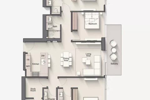 Apartemen di Riverton House di Nadd Al Sheba, Dubai, UEA 1 kamar tidur, 73 m2 nomor 704829 - foto 20