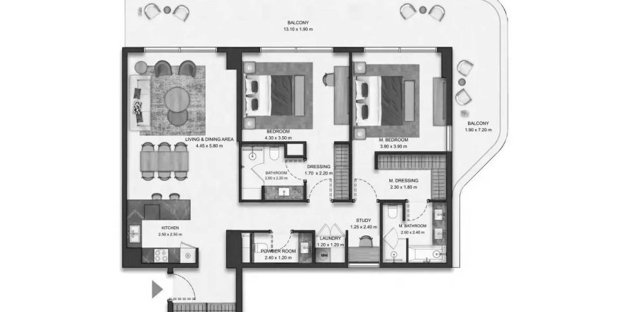 Apartmen di Seamont Autograph Collection Residences di Al Reem Island, Abu Dhabi, UAE 2 bilik tidur, 139.08 meter persegi № 758328