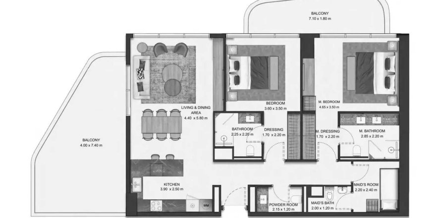 Al Reem Island、Abu Dhabi、UAEにあるマンション 2ベッドルーム、140.1 m2 No758329