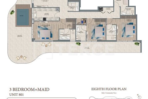 Lägenhet till försäljning i Dubai, UAE 2 sovrum, 113 kvm Nr. 703122 - fotografi 19