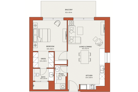 Apartment in Jumeirah Village Circle, Dubai, UAE 1 bedroom, 43 sq.m. № 732525 - photo 7