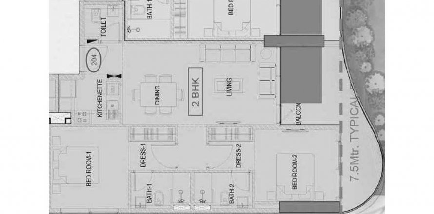 Floor plan «2BR», 2 bedrooms, in SAMANA BARARI VIEWS 2